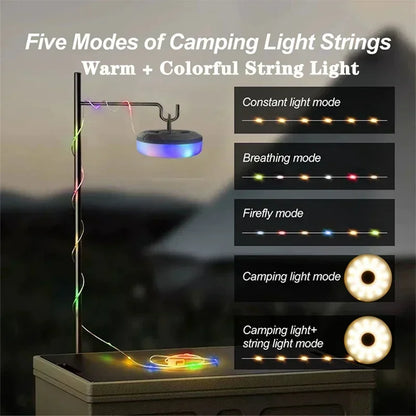 4-in-1 LED Camping Lamp Strip – 10M Waterproof Light Belt for Tent, Room & Outdoor Garden Decoration