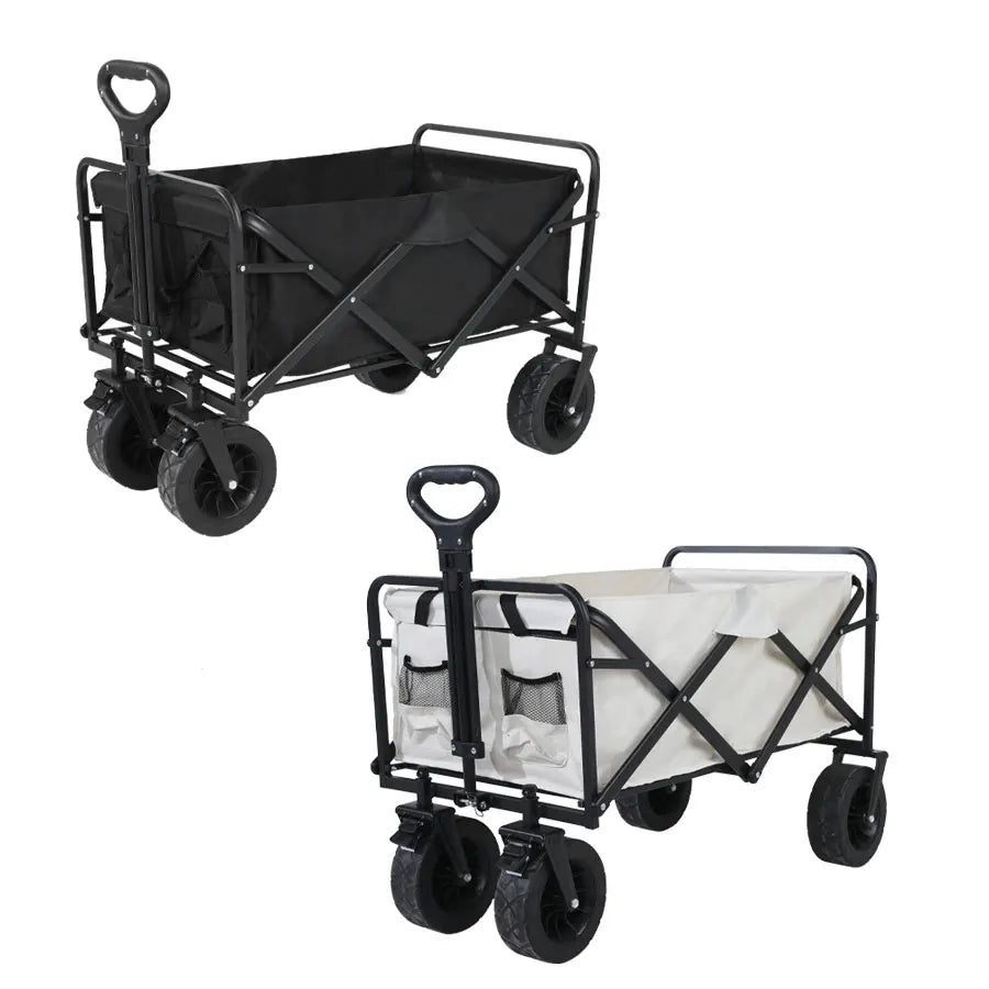 500lbs Heavy Duty Foldable Wagon — Portable Outdoor Utility Cart, Collapsible Shopping, Beach & Garden Pull Trolley