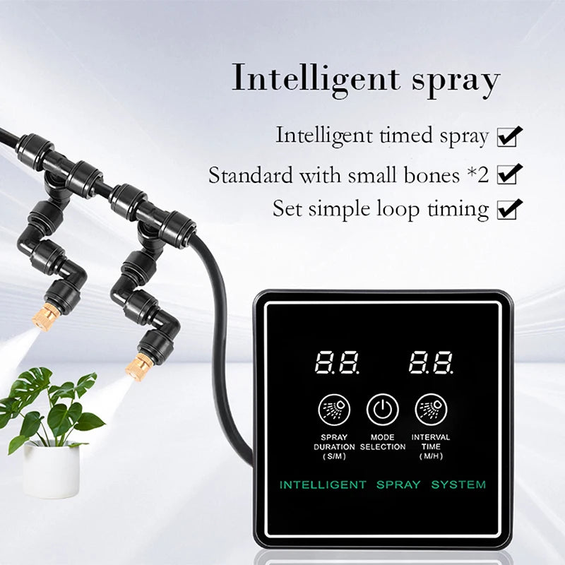 24V Quiet Misting Kit – Low Pressure Pump Spray System with Fog Nozzles for Dust Removal, Cooling & Humidification Watering System