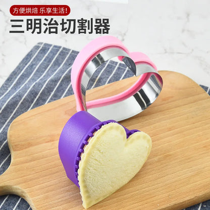 Stainless Steel Sandwich Cutter & Sealer Set - Kids DIY Food Mold and Cookie Maker Kitchen Tool