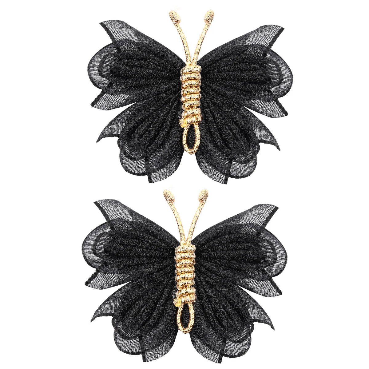 Butterfly Hair Clips with Gold Flocking - 2-Piece Gradient Gauze Hairpins for Girls