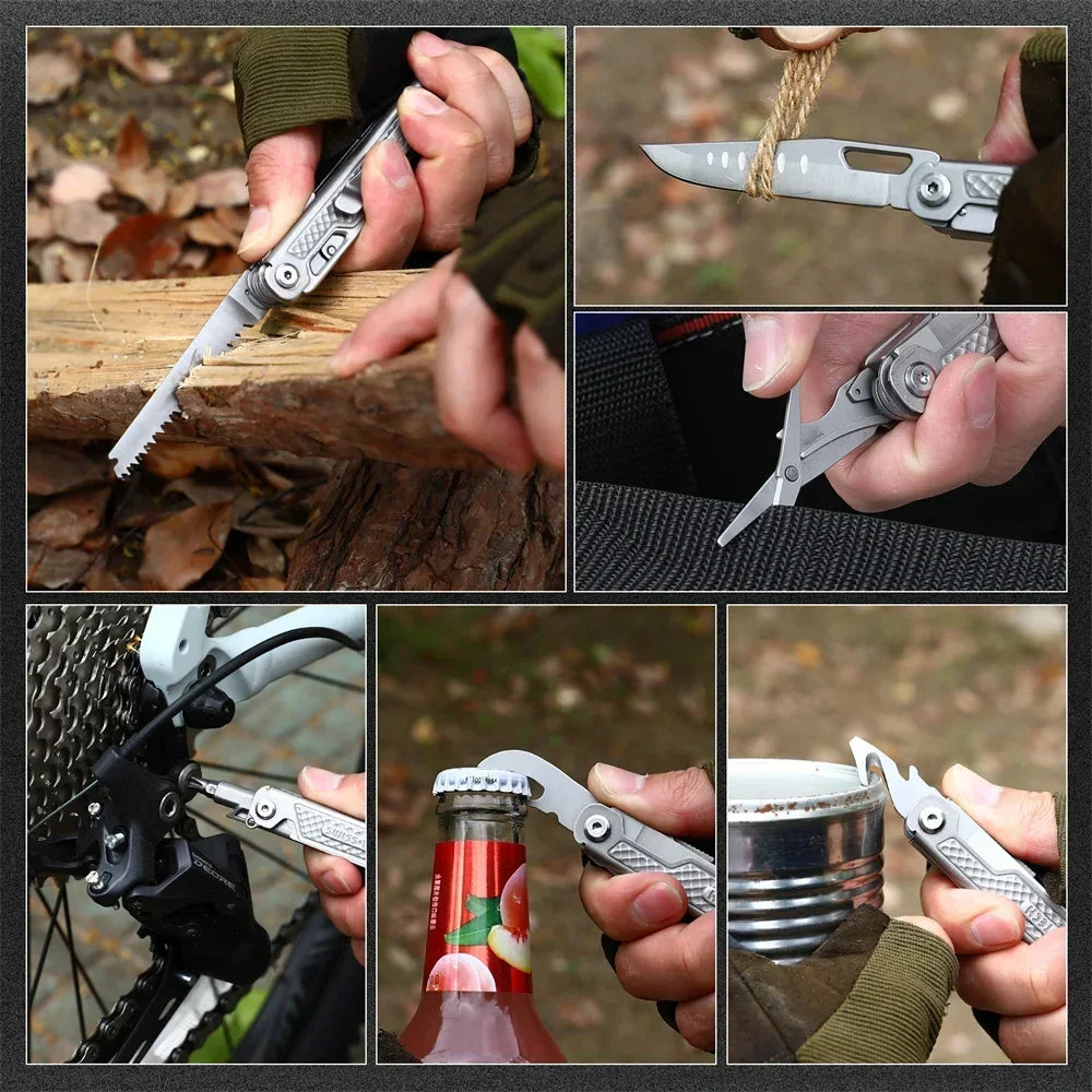 SWISS TECH 11-in-1 Mini Multitool - Folding EDC Camping Tool with Scissors, Screwdriver & Clip
