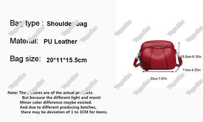 Women's Rivet Zipper Crossbody Bag – Solid Color Soft Leather Mobile Phone Shoulder Purse