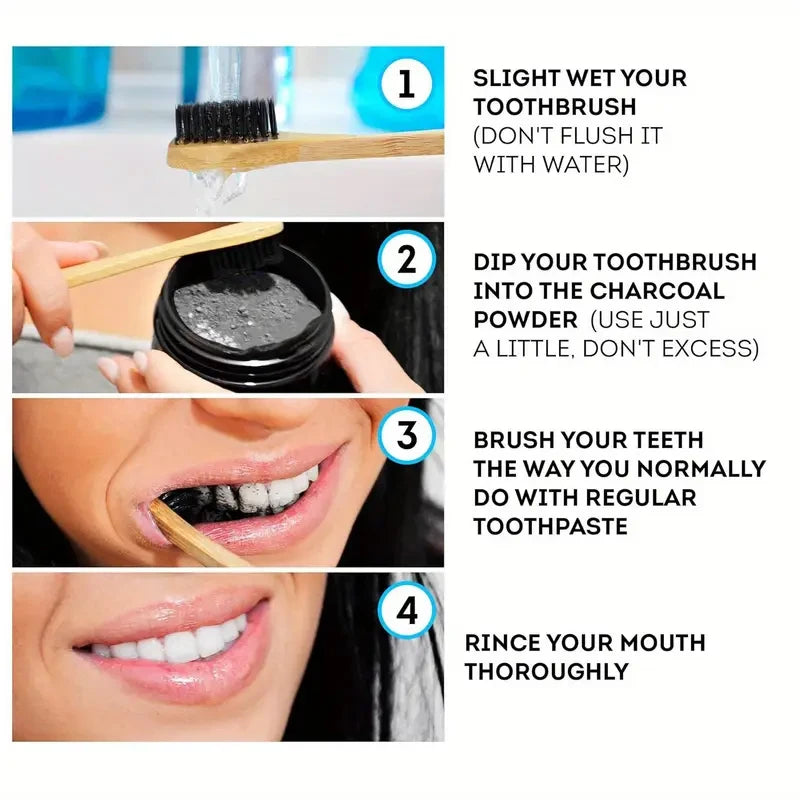 Bamboo Charcoal Teeth Whitening Powder - Natural Deep Cleaning Toothpaste Alternative for Fresh Breath and Daily Oral Care