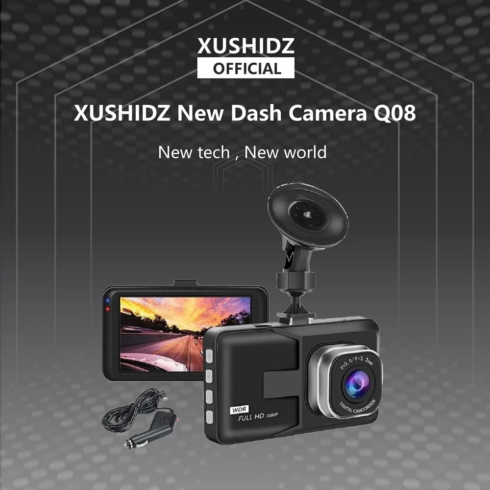 XUSHIDZ 1080P HD Dash Camera – Loop Recording, Night Vision, 24h Parking Monitor, G-Sensor Vehicle DVR Dashcam
