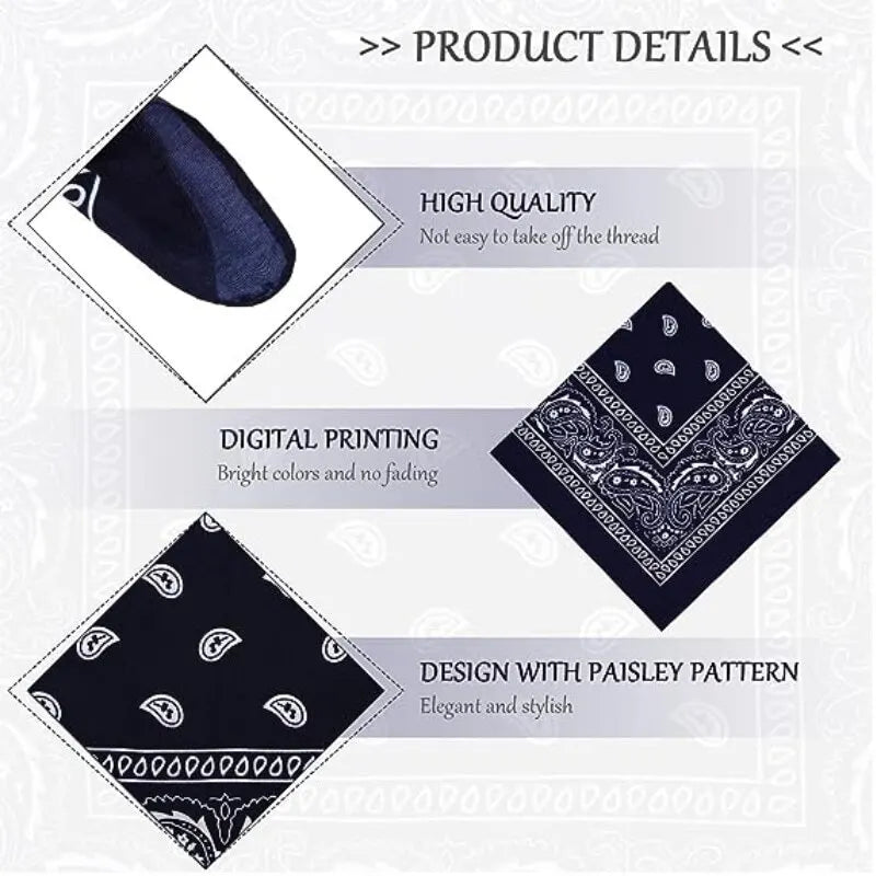 Fashion Bohemian Print Bandana: Versatile Headbands for Outdoor Use - Unisex Hip Hop Style, Also Doubles as Wrist Wraps or Face Mask