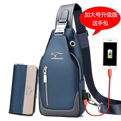 Men's Waterproof Oxford Chest Bag – Korean Style Casual Sport Crossbody Shoulder Messenger Bag