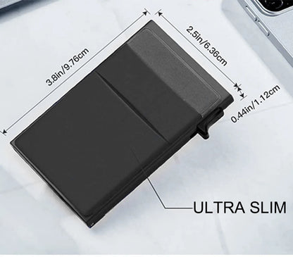 RFID Credit Card Holder for Men, Thin Slim Luxury Metal Mini Minimalist Wallet, Bank & ID Cardholder Case