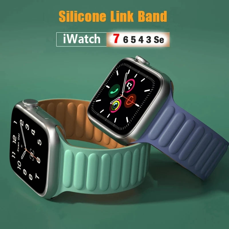 Magnetic Silicone Link Bracelet for Apple Watch Ultra | Fits 38mm-49mm | Compatible with iWatch Series 3-8 and SE