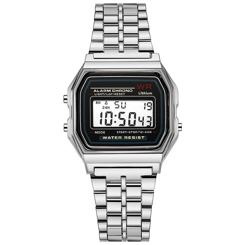 Luxury Rose Gold Digital Watch - Retro Electronic Display Wristwatch for Men and Women