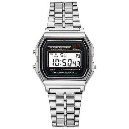 Luxury Rose Gold Digital Watch - Retro Electronic Display Wristwatch for Men and Women
