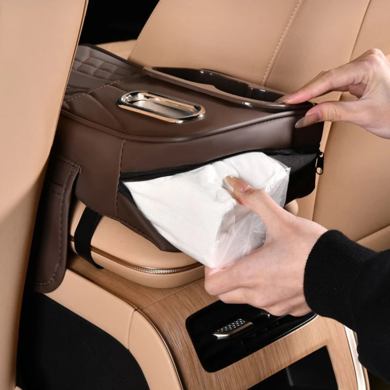 Car Center Console Armrest Box Pad Elevator Cushion – Storage Organizer with Tissue Holder, Cup Slot & Elbow Rest Interior Decor