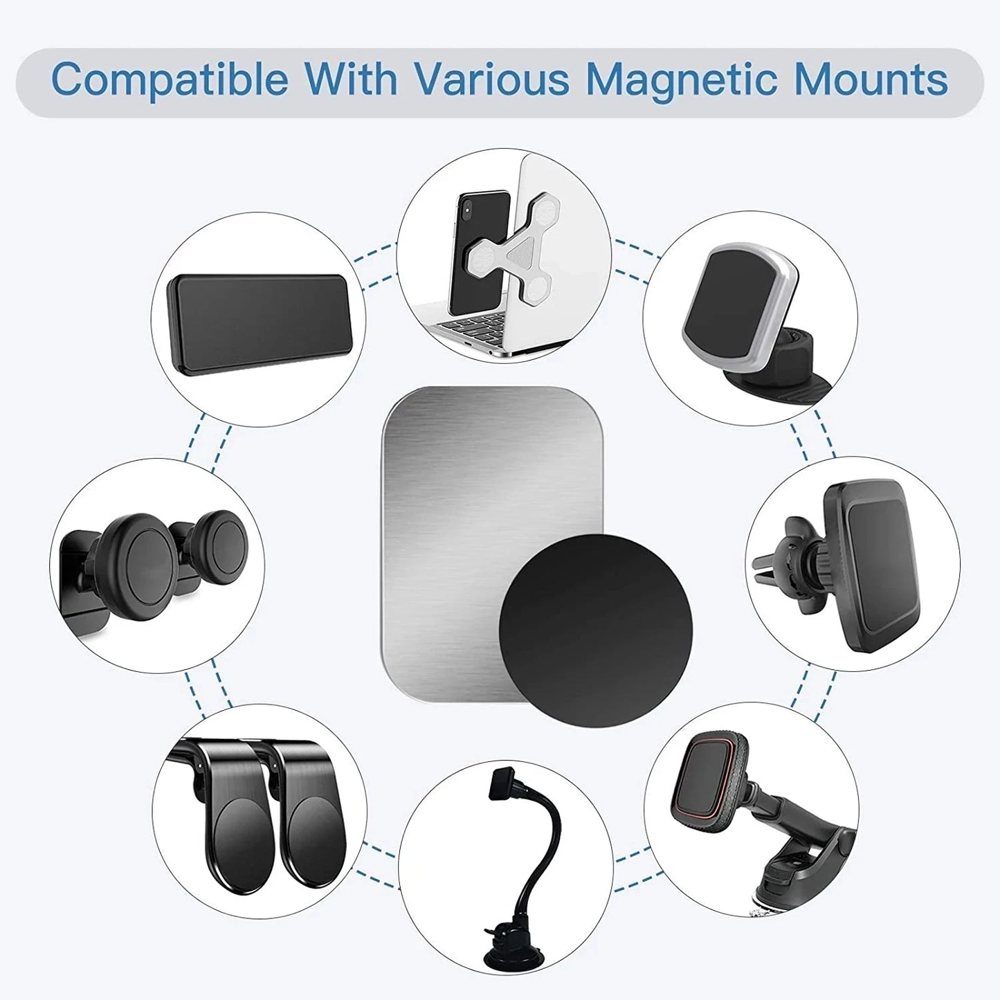 Universal Metal Plate Kit for Magnetic Car Mount – Adhesive Mobile Phone Holder Replacement for Xiaomi and All Smartphones
