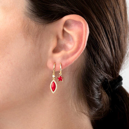 925 Sterling Silver Earrings for Women – Cute Starfish & Shrimp Pendant, Red Chili & Star Enamel Gold Fashion Jewelry