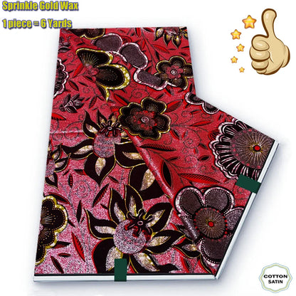 African Grand Golden Wax Fabric - Glitter Gold Ankara Pagne Batik Print Soft Cotton Fabric
