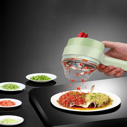 4-in-1 Electric Vegetable Cutter – Handheld Wireless Food Chopper, Garlic Masher & Meat Grinder