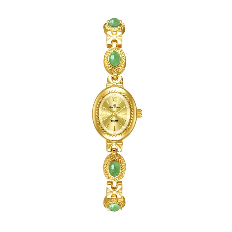 Oval Gold Women's Watch – Luxury Rhinestone Dress & Casual Quartz Small Dial Wristwatch 2025 ⌚✨