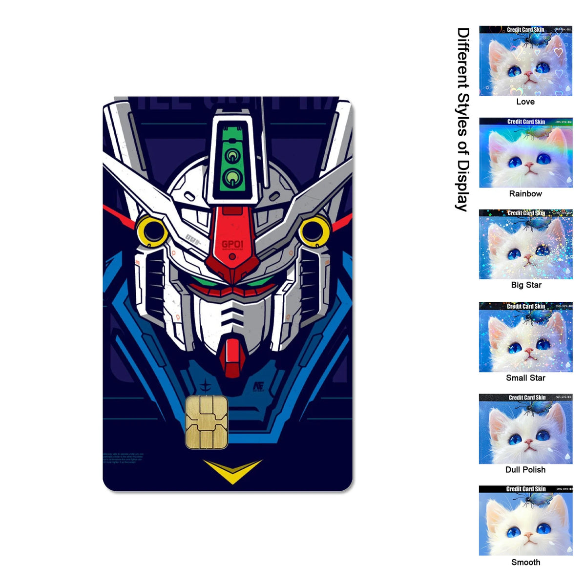 Gundam RX-78-2 & ZGMF-X19A Card Stickers - 2.5D HD Matte Waterproof PVC Skins for Credit and Debit Cards