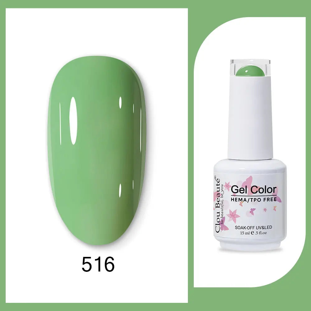 Clou Beaute 15ml Gel Nail Polish Set – Red Black White Green Neon UV Soak-Off Semi-Permanent Nail Varnish Base & Velvet Top Coat