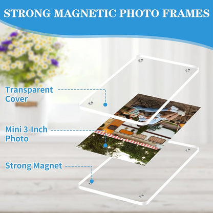 Acrylic Magnetic Photo Frames – 6x9cm Double-Sided Clear Fridge Display Frame, Home Decor Magnet (2.46x3.54 Inch)