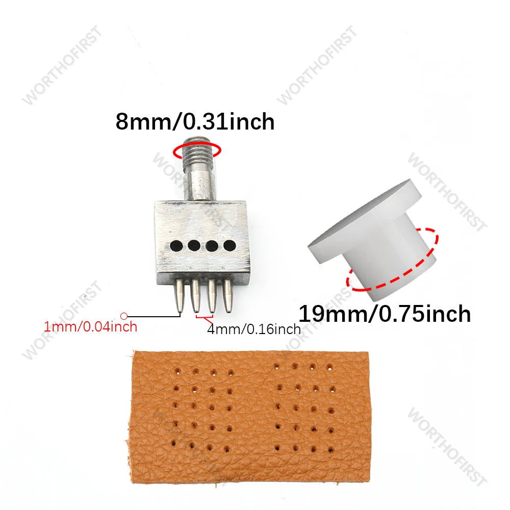 M8 Thread Dies Leather Hole Punch Set – 4/5/6/8mm Round Stitching & Perforated Cut Tools for Hand Press