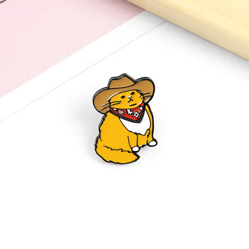Cartoon Fat Cat with Hat Brooch – Enamel Pin for Backpack, Hat, Shirt & Lapel, Perfect Gift for Friends