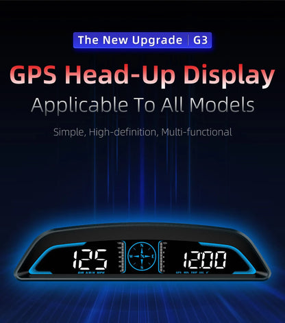 AD G3/B3 OBD2 GPS Head-Up Display – Smart Car HUD with Digital Speedometer, RPM, Water Temp, Clock & Security Alarm