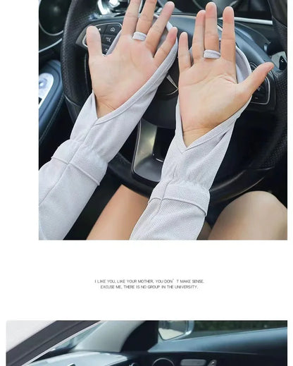 Women’s Large Ice Sleeve Gloves – Summer UV Protection Driving Arm Sleeves, Loose & Breathable