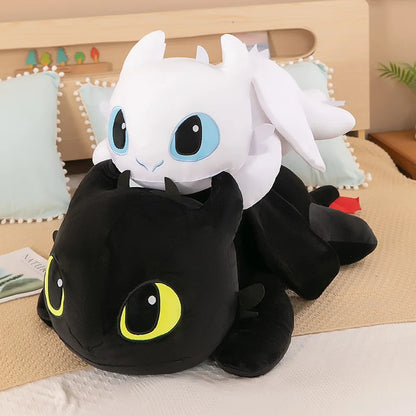 30/40cm Plush Dragon Toys — Kawaii White & Black Dinosaur Stuffed Animals for Boys & Girls