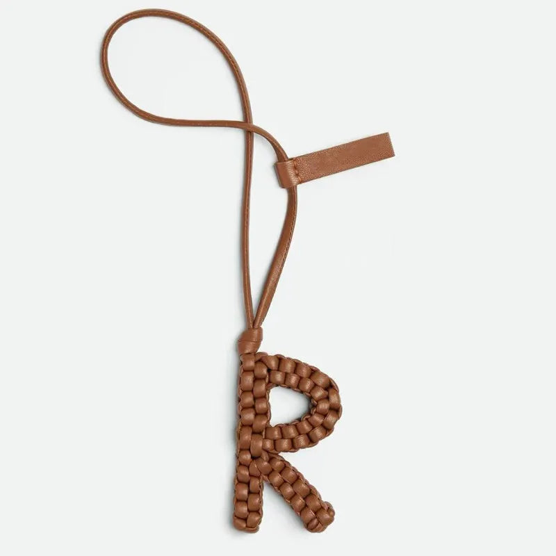 Woven Leather Letter Bag Charm – Luxury Handwoven Pendant Ornament for Women’s Handbags, Fashionable Bag Decoration Accessory