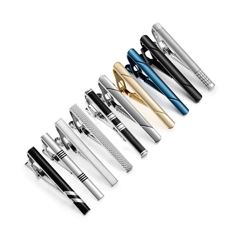 Men's Tie Clip & Cufflink Set - 7/8/10 Piece Luxury Gift Box Jewelry for Weddings & Formal Wear