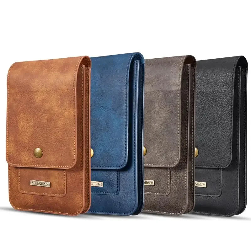 Universal Leather Wallet Phone Case – Belt Clip Cover for iPhone, Samsung, Xiaomi, Waist Bag Holster Pouch for Outdoor Sports & Running
