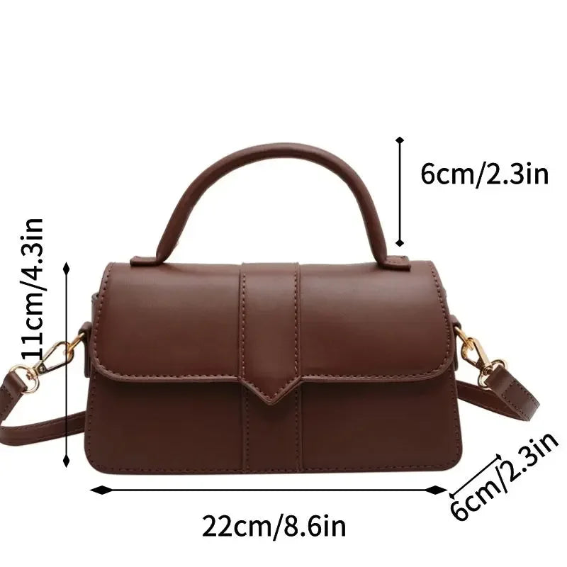 PU Leather Shoulder Bag for Women – Fashion Crossbody Vintage Underarm Square Satchel Handbag (Black)
