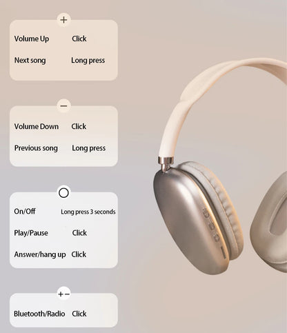 P9 Wireless Bluetooth Headset – Noise Cancelling Sports Gaming Earbuds with Mic, Bluetooth Earphones for Outdoor Use