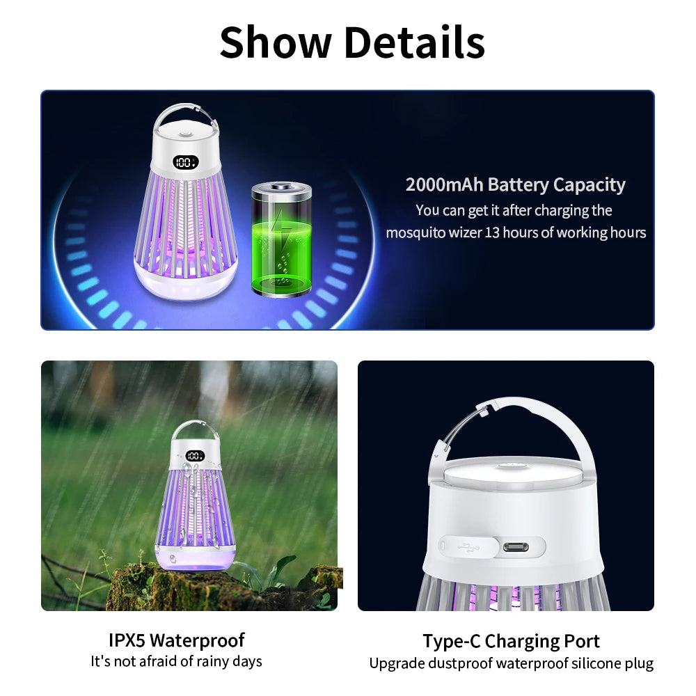 2-in-1 USB Camping Mosquito Lamp - Portable Rechargeable Bug Zapper & Outdoor Light