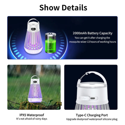 2-in-1 USB Camping Mosquito Lamp - Portable Rechargeable Bug Zapper & Outdoor Light