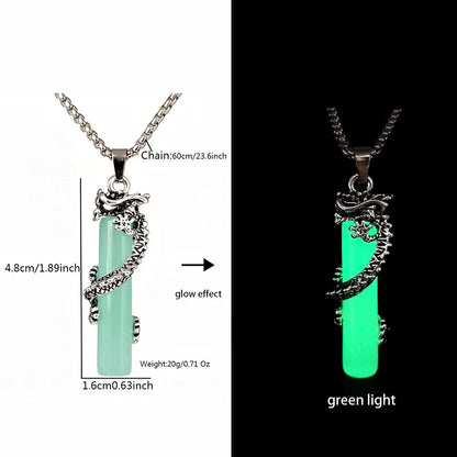 Hip-Hop Rock Dragon Necklace – Stainless Steel Chain with Luminous Alloy Pendant, Glow-in-the-Dark Night Dance Jewelry