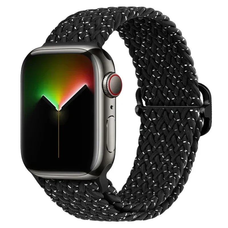 Braided Nylon Apple Watch Band – Adjustable Sport Strap Compatible with Ultra 2, Series 10/9/8/7/6/SE (40–49mm) Wrist Bracelet