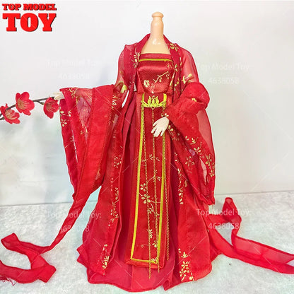 30cm 1/6 Doll Clothes – Style Printed Hanfu Outfit for 12" Female Action Figure Toy
