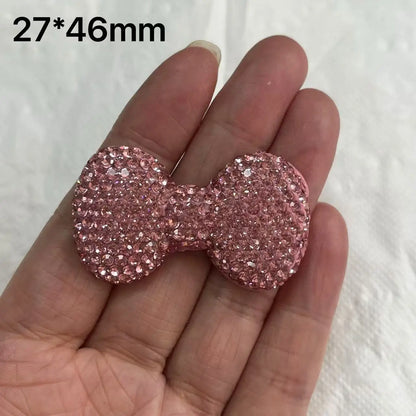 2Pcs Metal Full Diamond Bow Heart Mirror Handbag & Parfum Bottle Phone Case Decoration – Flat Back DIY Craft Accessories