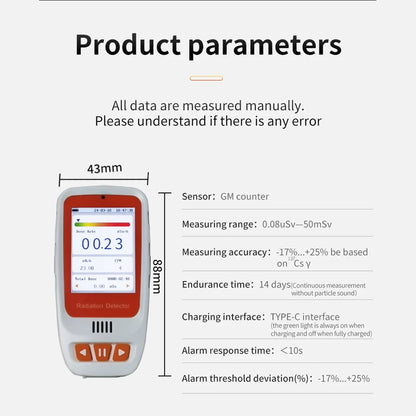 HFS-20PRO Handheld Radiation Detector - β, γ & X-Ray Geiger Counter with Alerts, Data Storage & Rechargeable Battery