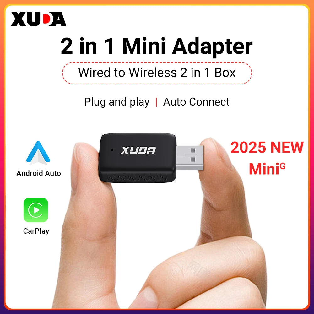 XUDA 2-in-1 Wireless CarPlay & Android Auto Adapter – Smart Plug & Play Dongle for Volvo, Benz, Cadillac, Jeep, Lexus, Buick, VW