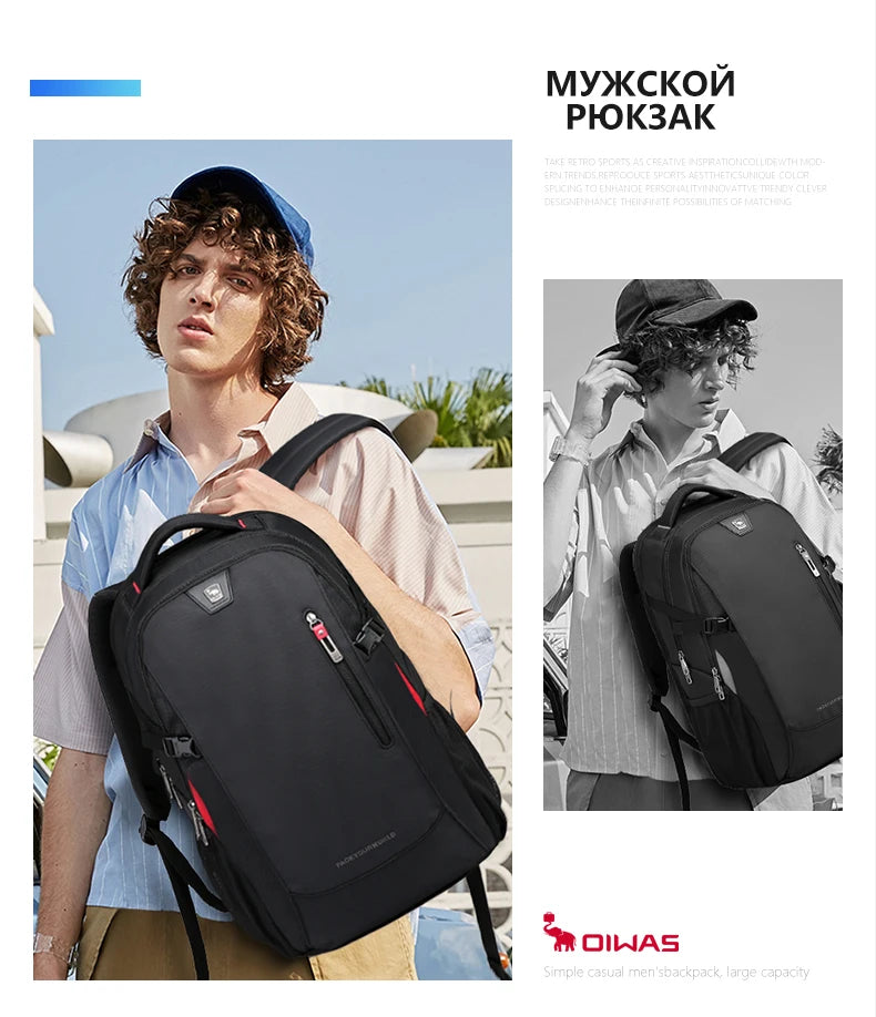 OIWAS 14" Laptop Backpack – 29L Waterproof Nylon School, Travel & Casual Bag for Teenagers & Men