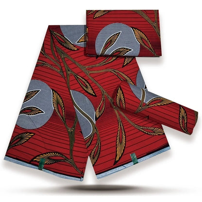 Cotton Batik Ankara Fabric - 100% African Wax Print Bronzing Golden Fabric 6 Yards for Dresses & Crafts