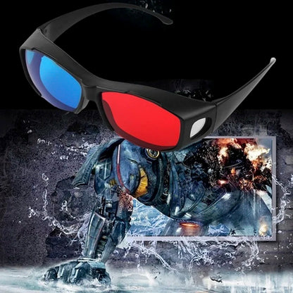 Red Blue 3D Glasses with Black Frame – Anaglyph Eyewear for 3D TV, Movies, DVD & Games