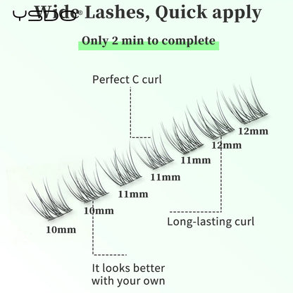 YSDO Premade Volume Fans Eyelash Extensions – 10/14 Rows Natural Mink Individual Cluster Lashes for Makeup