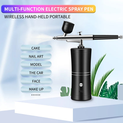 Portable Rechargeable Wireless Airbrush with Compressor – Single Action Spray Gun for Face, Beauty, Nail Art, Tattoo & Cake Painting