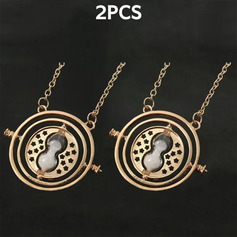 Harry Potter Time-Turner Hourglass Necklace - 360° Rotatable Cosplay Pendant and Unique Mother’s Day Gift