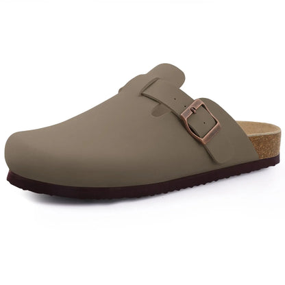 Comwarm Women’s Suede Mules & Men’s Cork Insole Clogs – Arch Support Sandals for Outdoor, Beach, and Home Slides
