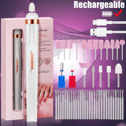 YIKOOLIN 5-in-1 Electric Nail Drill - USB Rechargeable Portable Manicure & Pedicure Kit